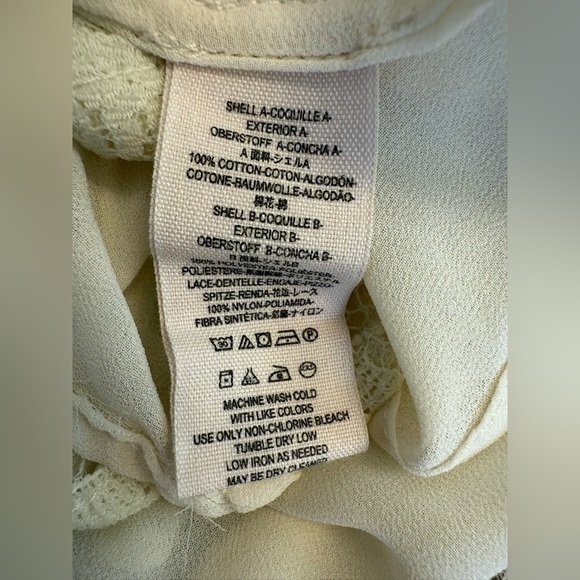 Free People Lace paneled distressed Denim Flowy Long Sleeve Top Size Medium - Picture 6 of 8